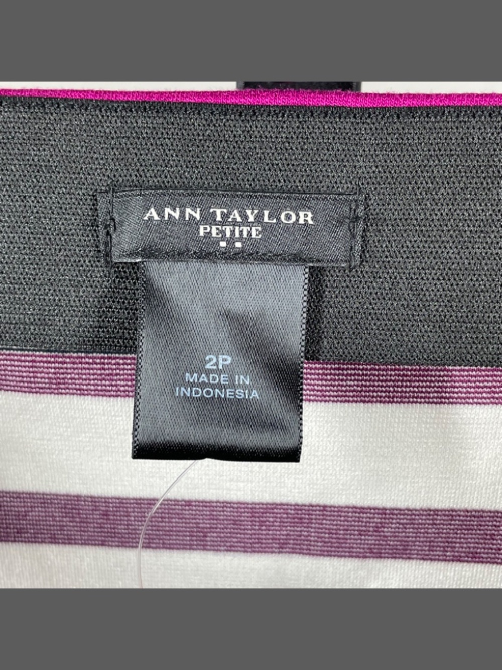 NEW Ann Taylor Skirt Womens 2 petite purple pink stripe pencil preppy classic - Picture 2 of 7